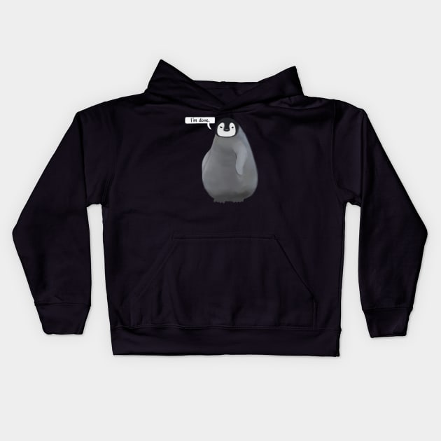 Grumpy Penguin Kids Hoodie by awesomesaucebysandy